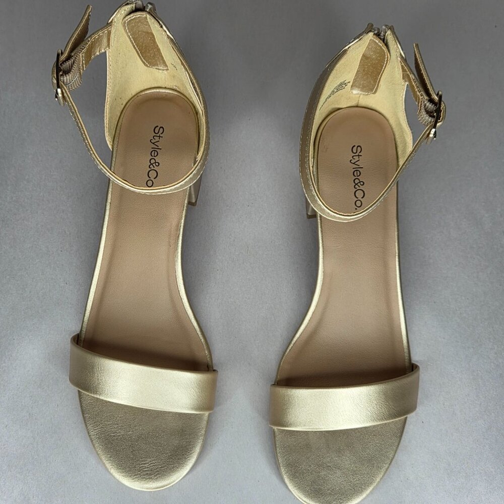 NWOT Style & Co Women's Janiee Ankle-Strap Platino Block-Heel Sandals - Picture 3 of 6